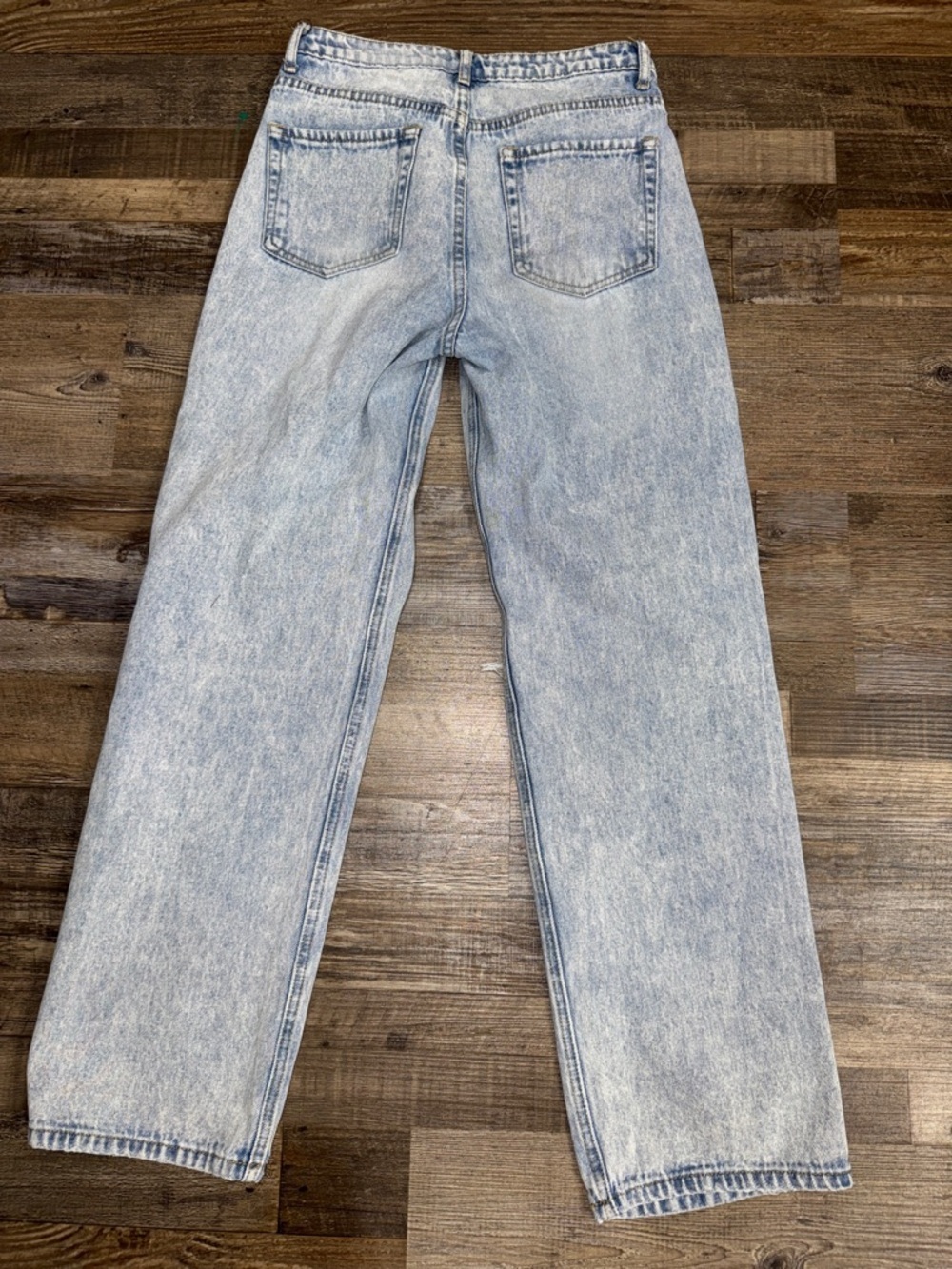 Edikted Distressed Wide Leg Jeans Light Wash High Rise Baggy Y2K Grunge M - Picture 8 of 8